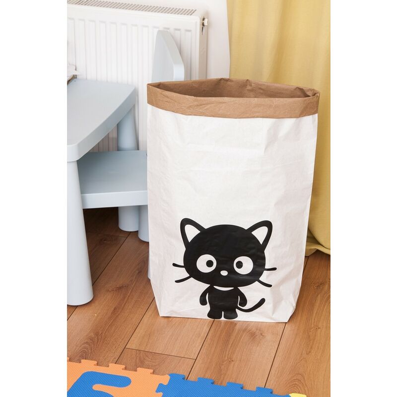 

Cesta Cat - Soporte para juguetes - para ninos - para dormitorio, sala de estar - Blanco, Negro en Papel Kraft, Vinilo, 50 x 15 x 60 cm