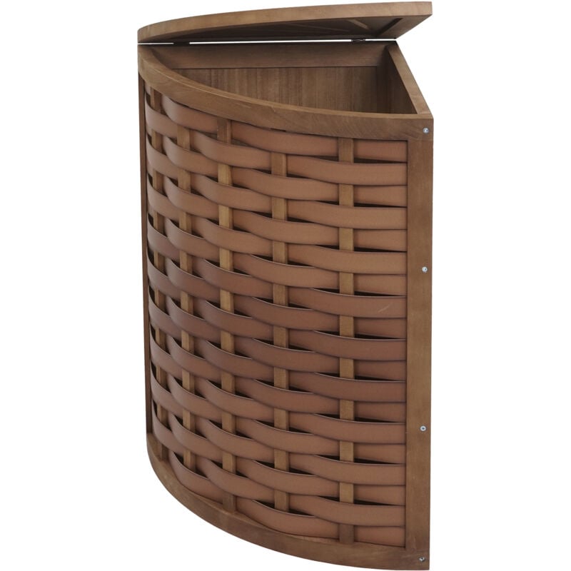 Corbeille à linge d'angle HWC-H87, Bac à linge Collecteur de linge Trieur de linge, bois 70L 66x53x3