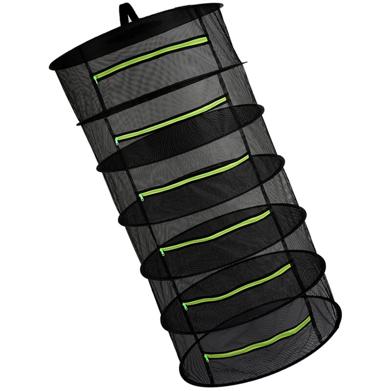 

Cesta colgante, con cremallera, rejilla plegable plegable para secado de hierbas,Verde, 6 capas