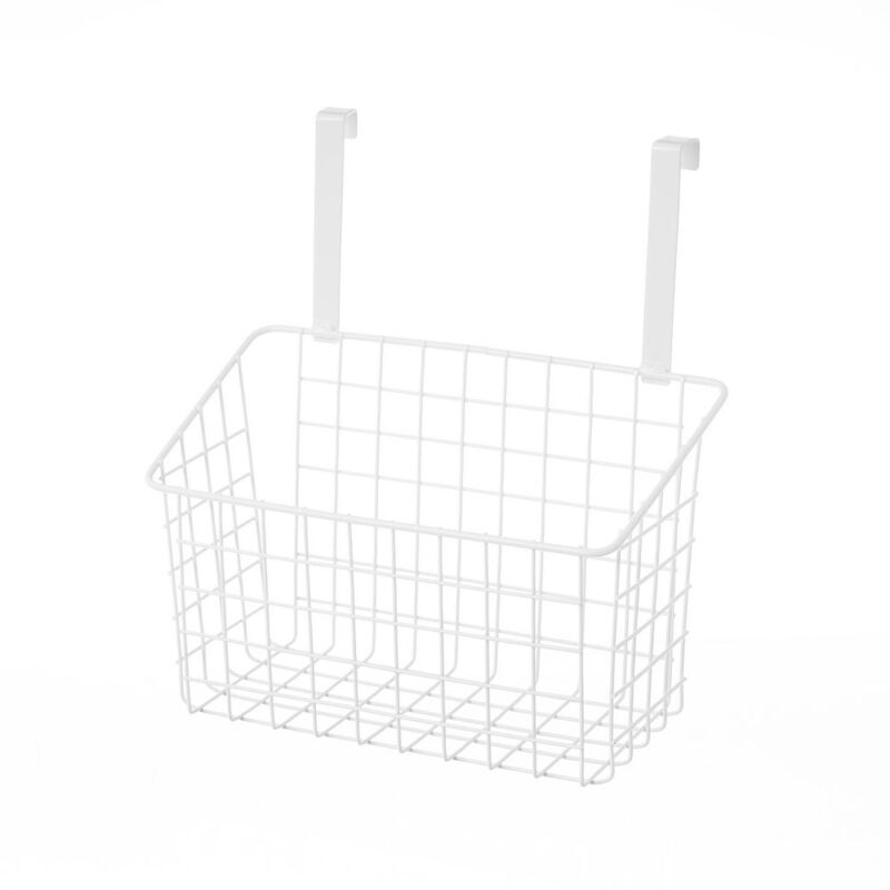 

Cesta colgante con rejilla blanca de metal de 26x17x28 cm