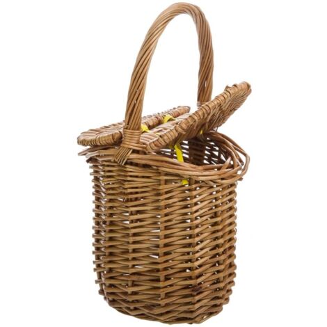 Cesta con tapas de mimbre marrón 17x13x17/27