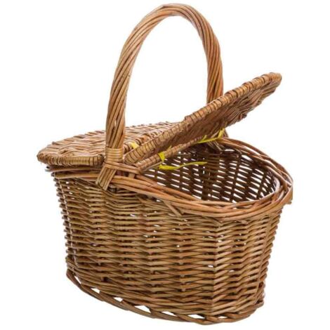 Cesta con tapas de mimbre marrón 25x17x13/27