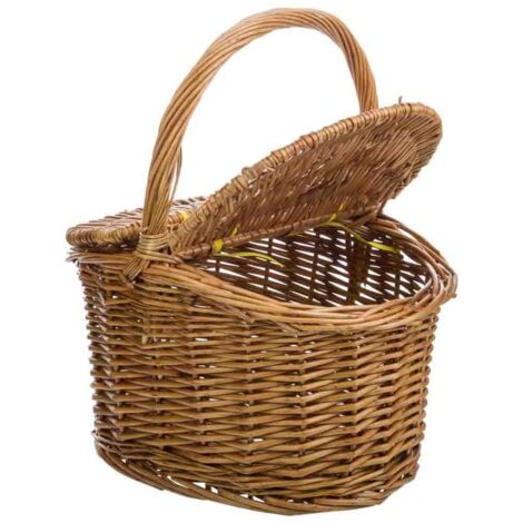 Cesta con tapas de mimbre marrón 28x22x15/31