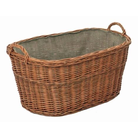 WEBMARKETPOINT Cesta contenitore portalegna in vimini con rivestimento interno in juta 68x50x30