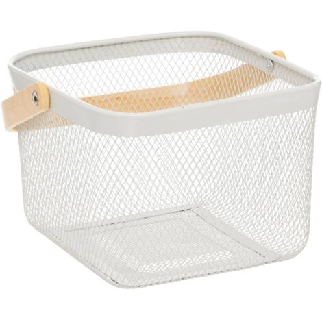 Cesta cuadrada de metal beige y blanco mayaj 26x24,5cm - 5five