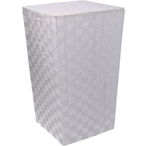 Cesta cuadrada forrada poliéster blanco cm33x33h53