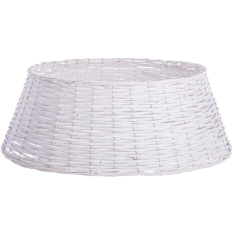 Cesta cubrebase redonda blanca de madera
