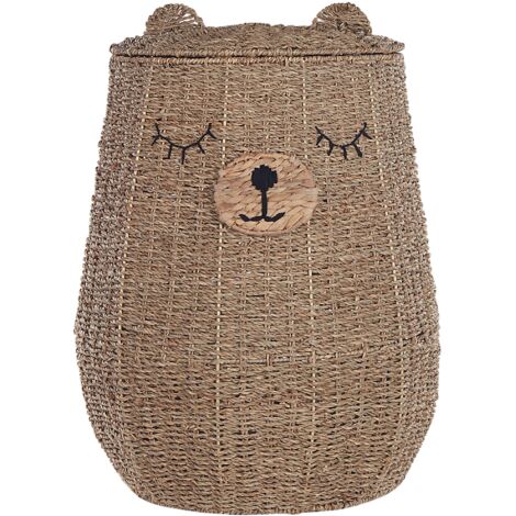 Cesta de algas marinas natural beige 68 cm oso habitación infantil Fulan