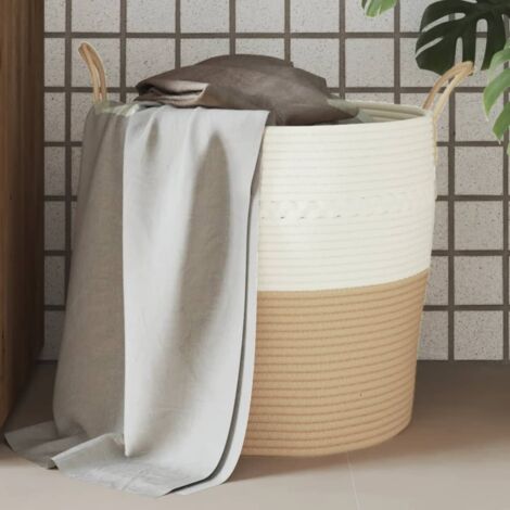 Cesta de almacenaje algodón beige y Ø43x38 cm