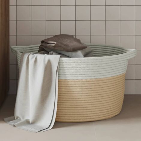 Cesta de almacenaje algodón beige y blanco Ø40x25 cm vidaXL