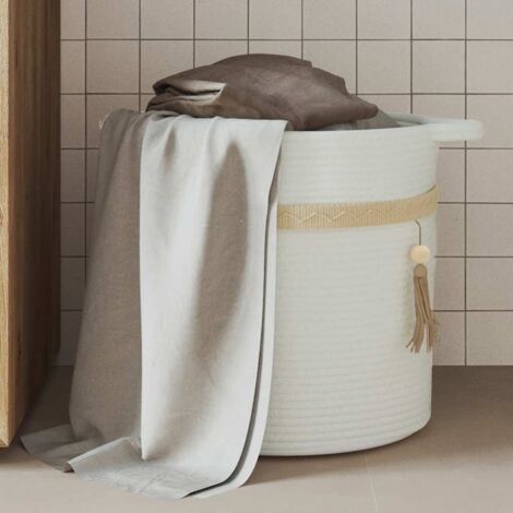 Cesta de almacenaje algodón blanco Ø38x36 cm vidaXL