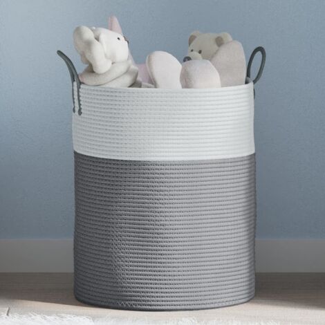 Cesta de almacenaje algodón gris y Ø38x46 cm