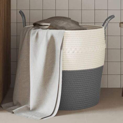 Cesta de almacenaje algodón gris y  Ø43x38 cm