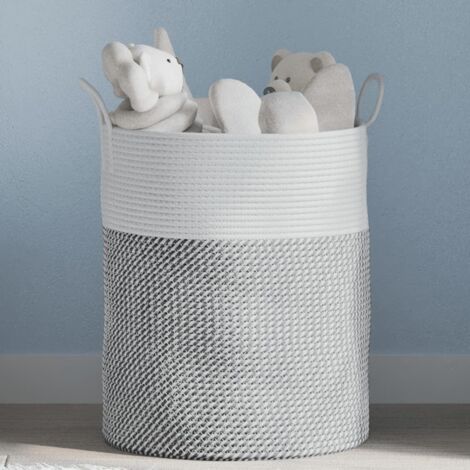Cesta de almacenaje algodón gris y blanco Ø38x46 cm vidaXL