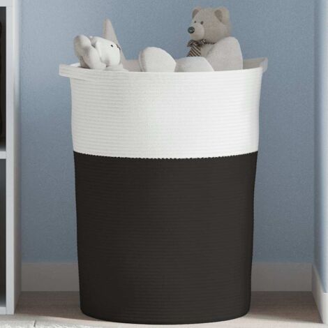 Cesta de almacenaje algodón negro y blanco Ø49x65 cm vidaXL