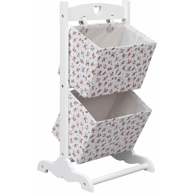

Cesta de almacenaje de 2 piezas madera flores 35x35x72 cm