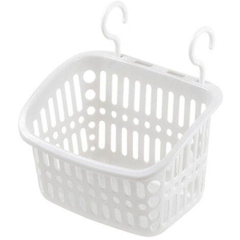 Cesta de almacenamiento colgante multiusos: caja de almacenamiento de plástico lavable, cesta para baño, cocina, ducha o dormitorio, 13,5 x 21,5 x 17 cm, con orificio de drenaje, 1 unidad.
