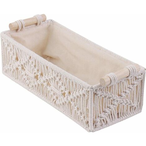 Cesta de almacenamiento de caja de almacenamiento trenzada, cesta decorativa boho trenzada con asas