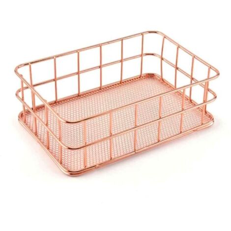 Cesta de almacenamiento de hierro para cosméticos de oficina, joyas, artículos de papelería y objetos de metal.