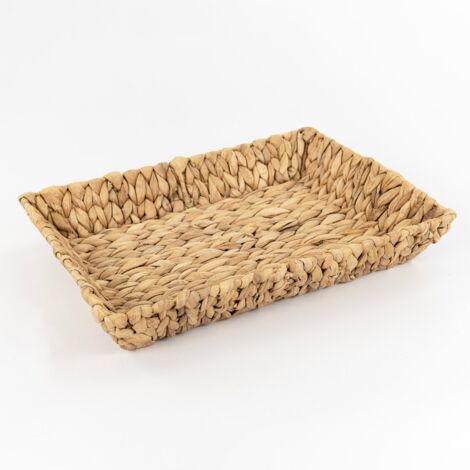 Cesta de almacenamiento multifuncional para mesa de comedor, cesta de pan de ratán natural, marrón - 33 x 26 x 6 cm