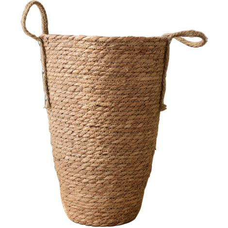 Cesta de almacenamiento natural, jarrón de ratán con revestimiento de plástico para arreglos florales o almacenamiento multifuncional.