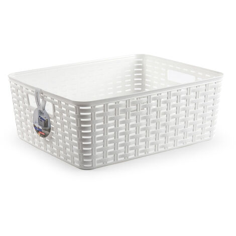 Cesta de almacenamiento organizador Rattan mimbre 12 Litros Blanco