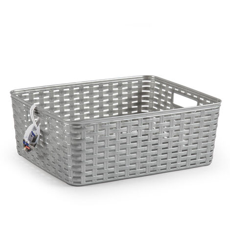 Cesta de almacenamiento organizador Rattan mimbre 12 Litros Gris