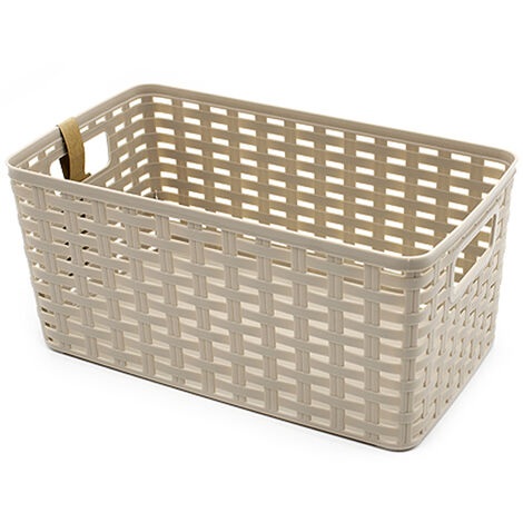 Cesta de almacenamiento organizador Rattan mimbre 18 Litros Beige