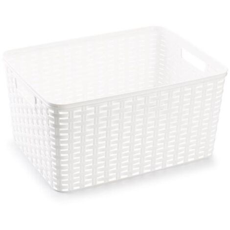 Cesta de almacenamiento organizador Rattan mimbre 18 Litros Blanco