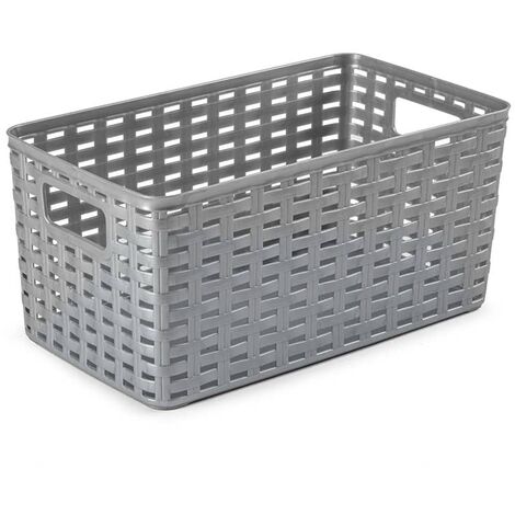 Cesta de almacenamiento organizador Rattan mimbre 18 Litros Gris - Gris