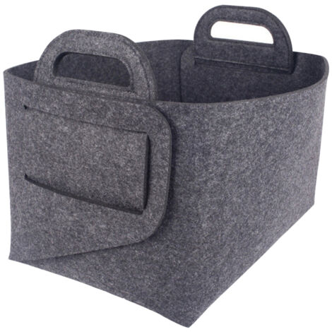 Cesta de almacenamiento plegable de fieltro para oficina, caja de almacenamiento abierta, cesta de ropa con asas, caja de almacenamiento para cosméticos y aperitivos, para armario o escritorio.
