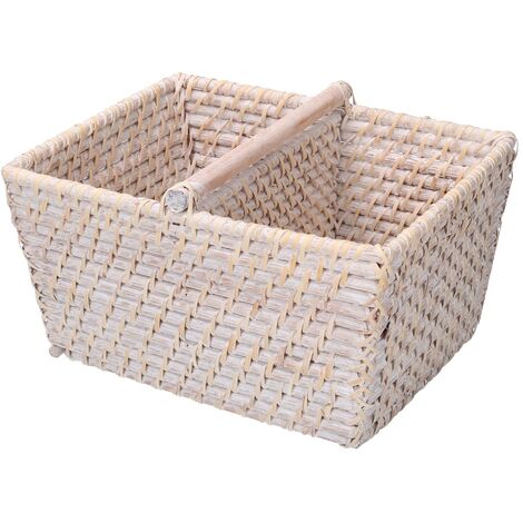 Cesta de almacenamiento rectangular de mimbre del algarve blanco cm26x21h15
