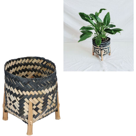 Cesta de bambú tejida a mano para plantas, de estilo nórdico, para el hogar – Cesta de bambú tejida para plantas, maceta artesanal, decoración de interiores