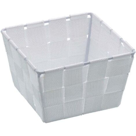 Cesta de baño pequeña Adria Mini, almacenaje para baño, Polipropileno, 14x9x14 cm, blanco