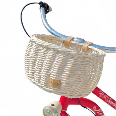 Cesta de bicicleta infantil de mimbre color crudo con correas Dumpy