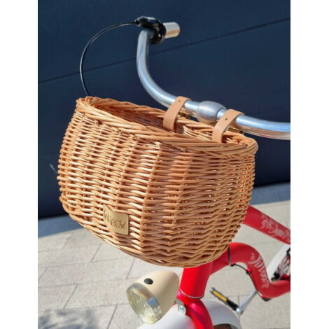 Cesta de bicicleta infantil de mimbre natural con correas Dumpy
