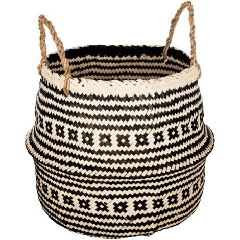 AC-DECO Cesta de caña - negra 36x14 -5 cm - Atmosphera créateur d'intérieur