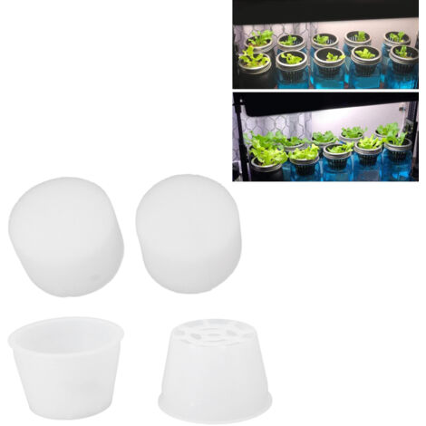 Cesta de cultivo hidropónico con esponja: juego de 100 piezas para jardinería sin tierra, bandejas de cultivo de plástico resistente y esponjas de cultivo blancas.