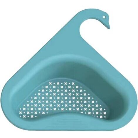 Cesta de desagüe con forma de cisne, colador multiusos para fregadero de cocina, canal de desagüe colgante con forma de cisne para grifo (azul)