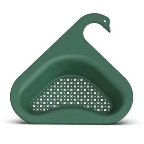Cesta de drenaje para fregadero, para el hogar, sin perforaciones, para cocina, para lavar verduras, multifuncional, triangular, de plástico, para piscina, filtro de agua, color verde