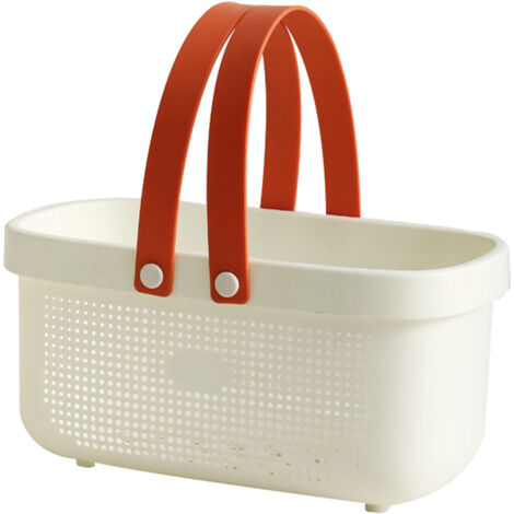 Cesta de ducha portátil de plástico con asa – Gran capacidad, drenaje de agua eficiente, 17,8 x 15,6 x 31,5 cm