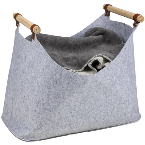 Cesta para leña con asas 60x40x28 cm Sauce gris