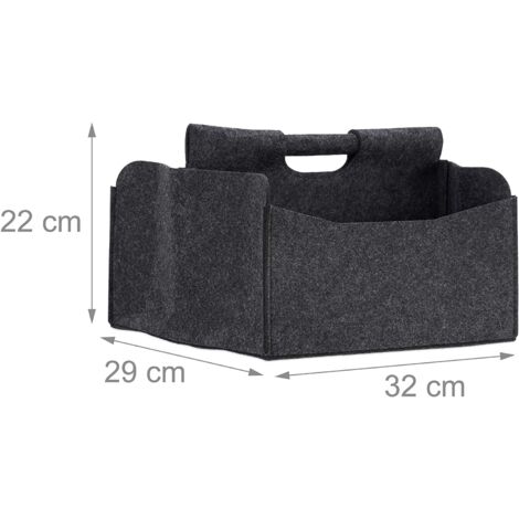 Cesta de fieltro revista periódicos cesta plegable para guardar asas 2 compartimentos gris 1300019243