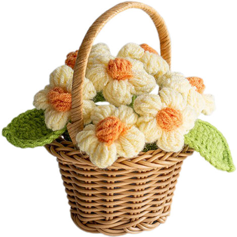 [Cesta de flores de ganchillo] Planta decorativa de flores amarillas [Cesta de flores de ganchillo] Planta decorativa de flores amarillas hecha a mano para la oficina