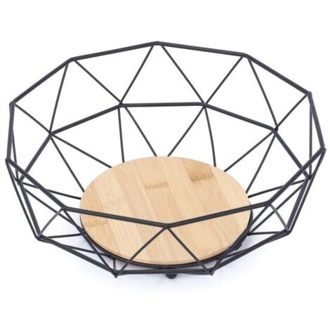 Cesta de frutas Diseño industrial Madera y acero ELIE Negro mate MSV