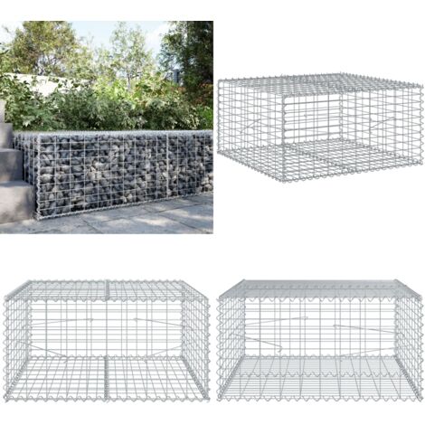 Cesta de gaviones con cubierta hierro galvanizado 100x100x50 cm - Gaviones para jardín - Gaviones para paisajismo
