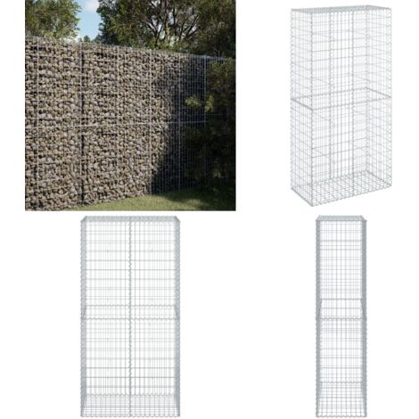 Cesta de gaviones con cubierta hierro galvanizado 100x50x200 cm - Gaviones para jardín - Muros de contención