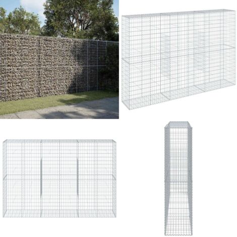 Cesta de gaviones con cubierta hierro galvanizado 300x50x200 cm - Gaviones para jardín - Contención de gaviones