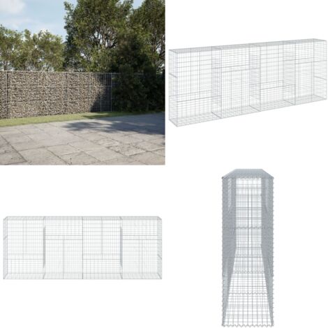 Cesta de gaviones con cubierta hierro galvanizado 400x50x150 cm - Gaviones para jardín - Gaviones para paisajismo