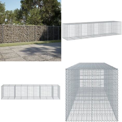Cesta de gaviones con cubierta hierro galvanizado 450x100x100cm - Gaviones para jardín - Contención de gaviones